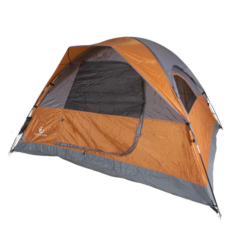 Alpha Camp 3 Person Dome Tent 3 Person Orange/Grey