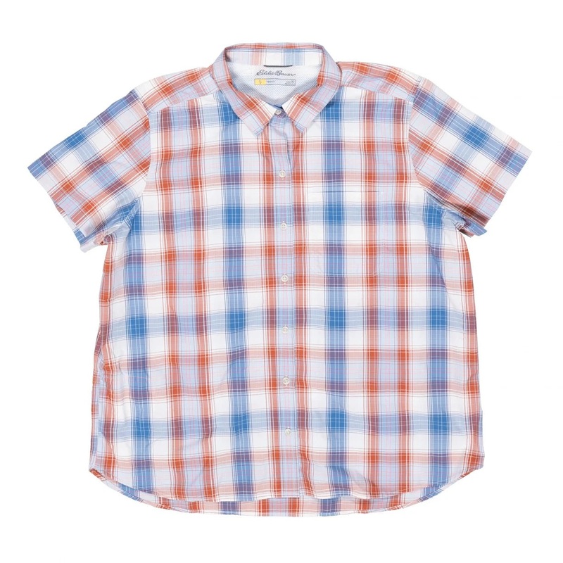 Eddie Bauer Travex Short Sleeve Shirt - Women's XL Blue / Orange