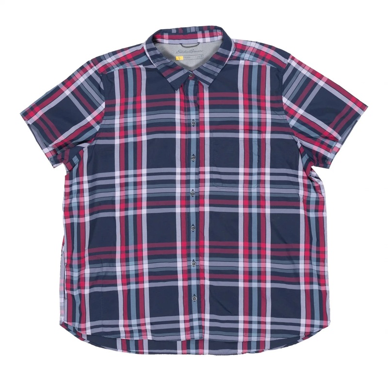 Eddie Bauer Travex Short Sleeve Shirt - Women's XL Red/Blue
