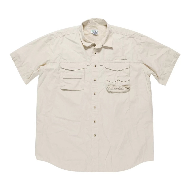 L.L. Bean Buzz Off Short Sleeve Fishing Shirt Tall - Men's XXL Beige