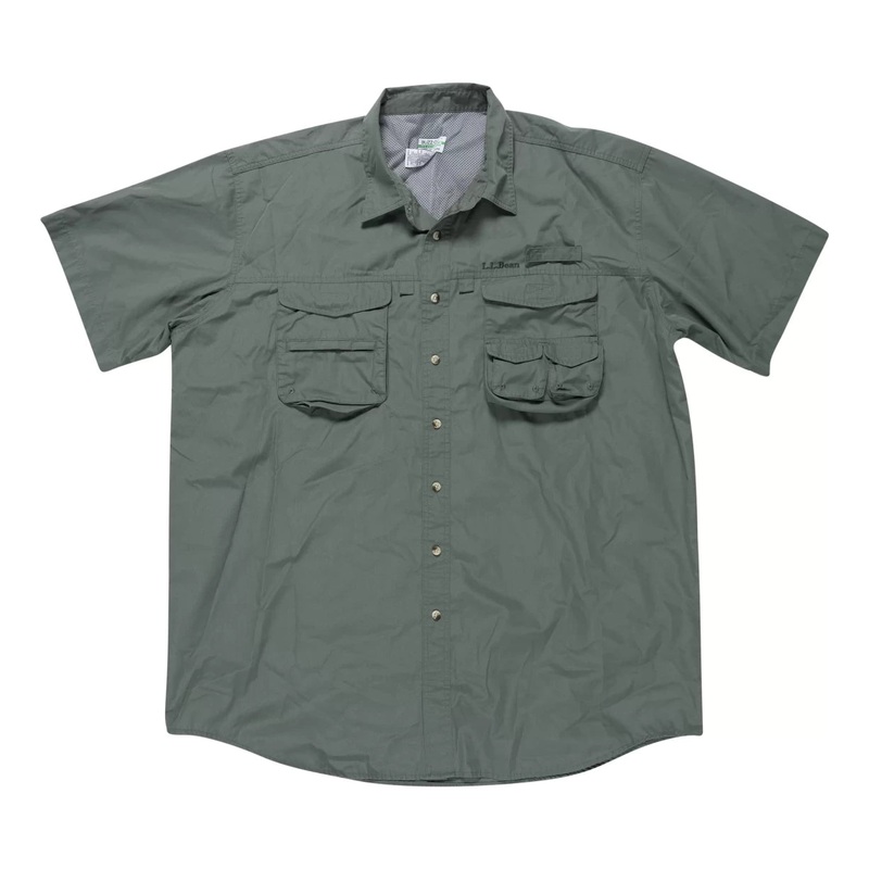 L.L. Bean Buzz Off Short Sleeve Fishing Shirt Tall - Men's XXL Green