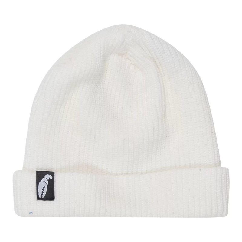 Crab Grab Claw Label Beanie One Size White