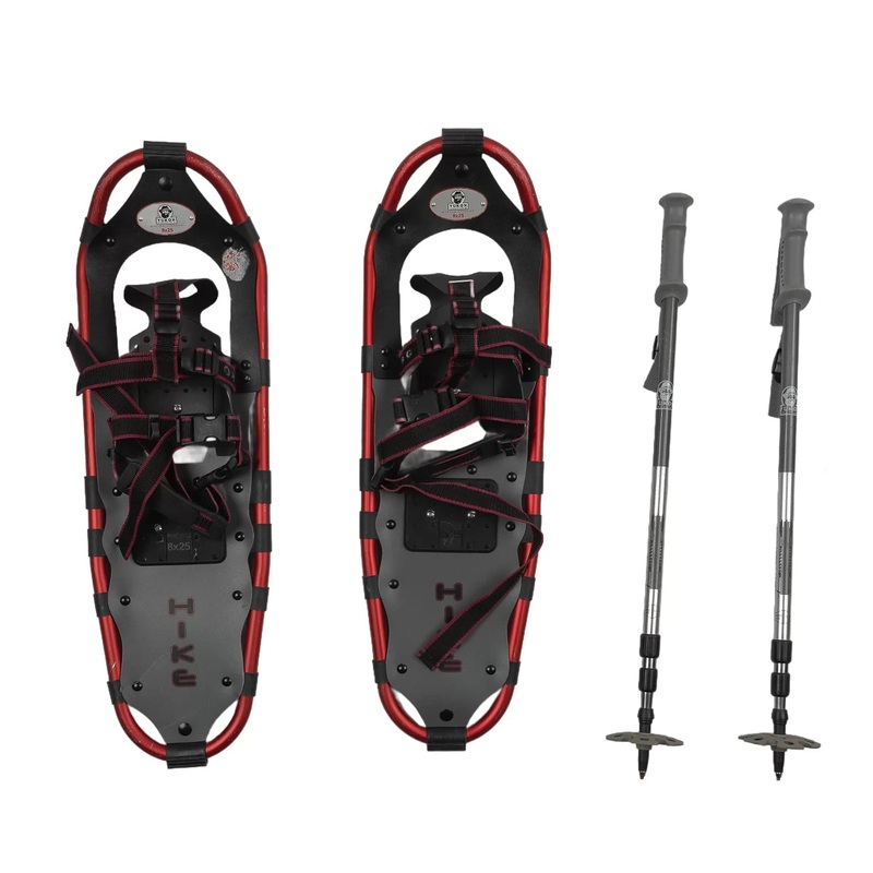 Yukon Charlie's Hike Snowshoe and Trekking Pole Kit 8x25 Red