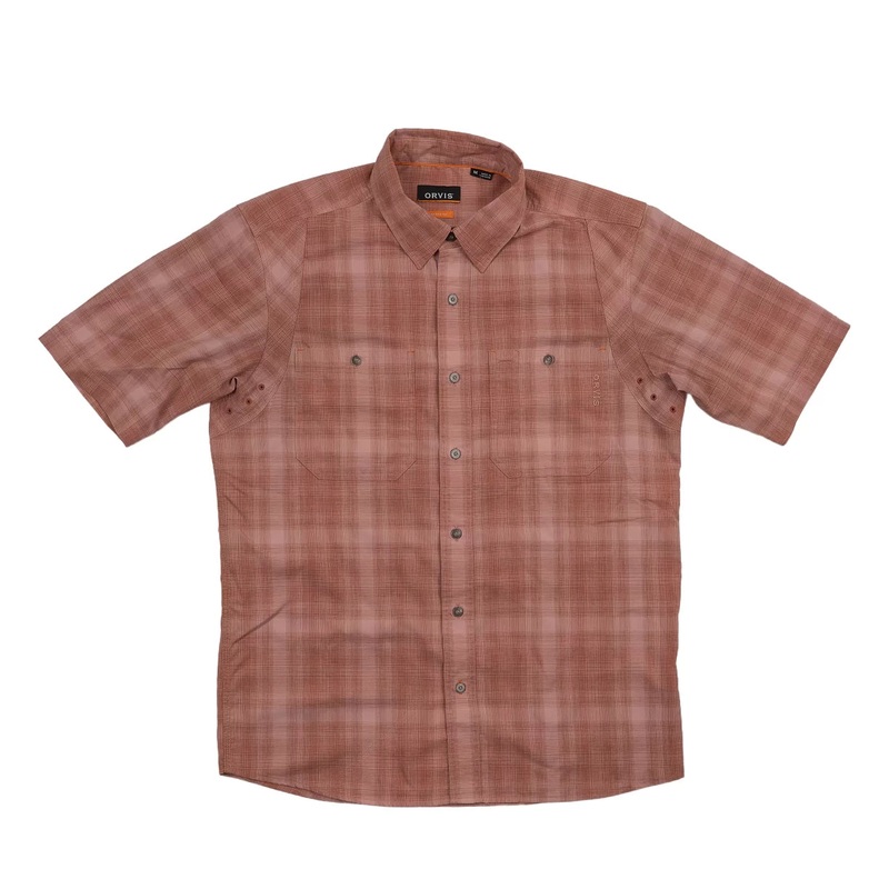 Orvis Tech Chambray Short-Sleeve Work Shirt - Men's M Orange