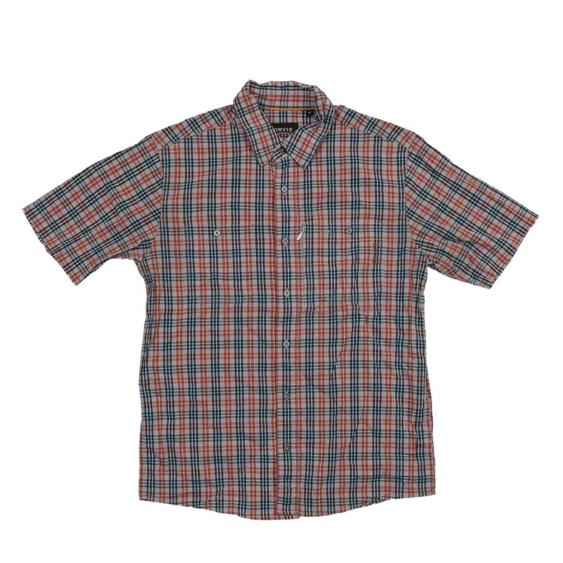 Orvis Tech Chambray Long-Sleeve Work Shirt - Mens M Red/Blue