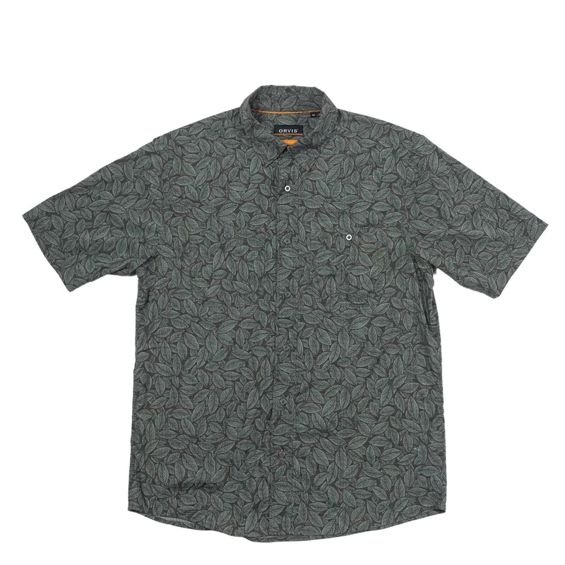 Orvis Tropic Tech Printed Short-Sleeve Button-Down Shirt - Men's M Green