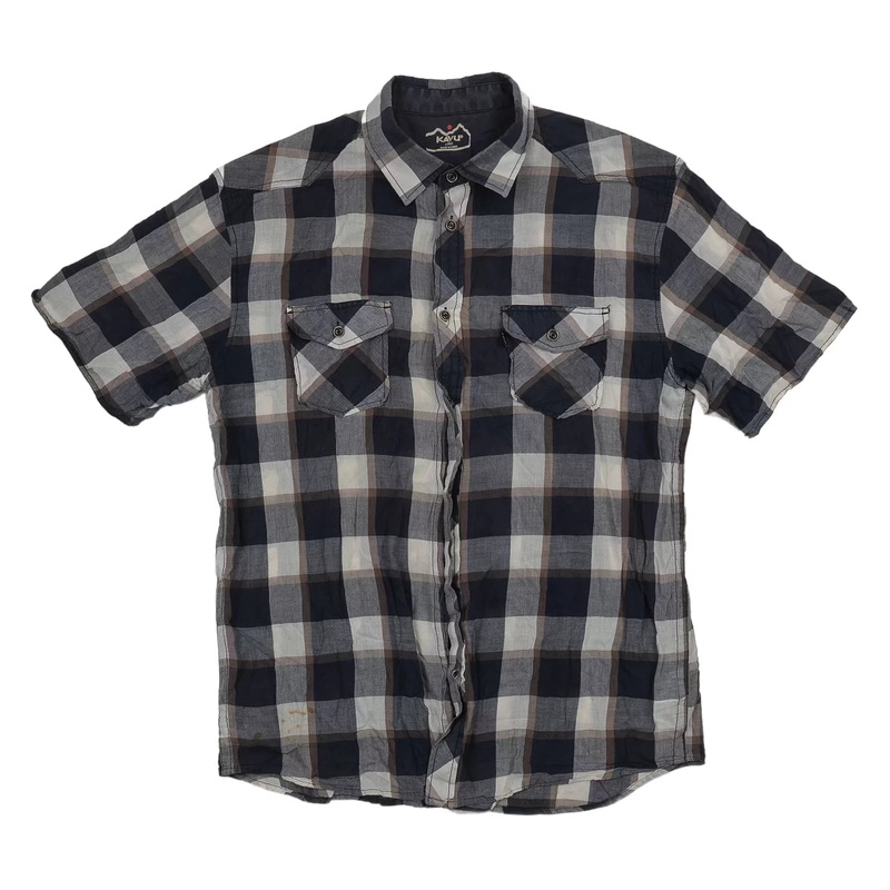 Kavu Short Sleeve Button Down Shirt - Men's L Blue/White