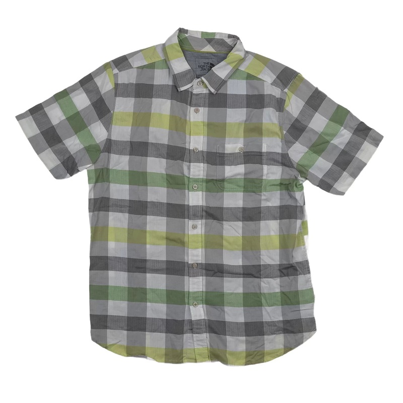 The North Face Short Sleeve Button Down Shirt - Men's L White/Green