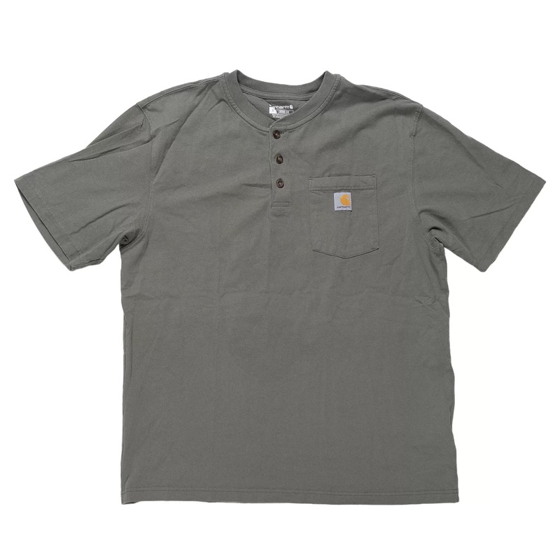 Carhartt Loose Fit Heavyweight Short-Sleeve Pocket Henley T-Shirt - Men's L Olive
