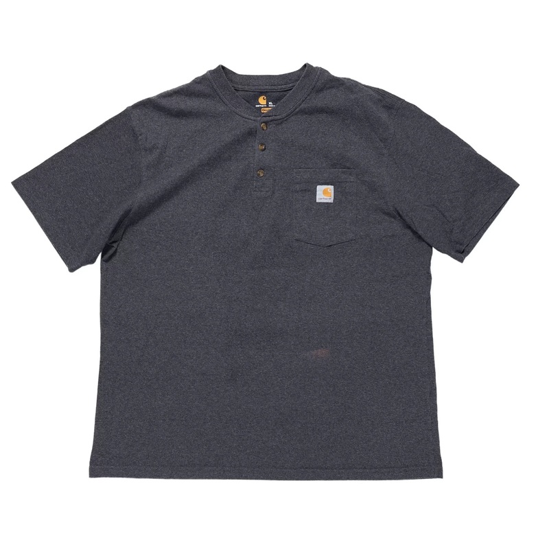 Carhartt Loose Fit Heavyweight Short-Sleeve Pocket Henley T-Shirt - Men's XL Charcoal