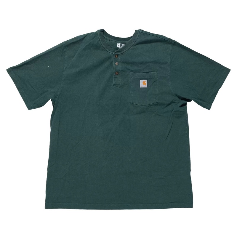 Carhartt Loose Fit Heavyweight Short-Sleeve Pocket Henley T-Shirt - Men's XL Green
