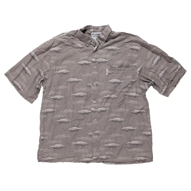 Columbia Short Sleeve Button Up Shirt XL Brown