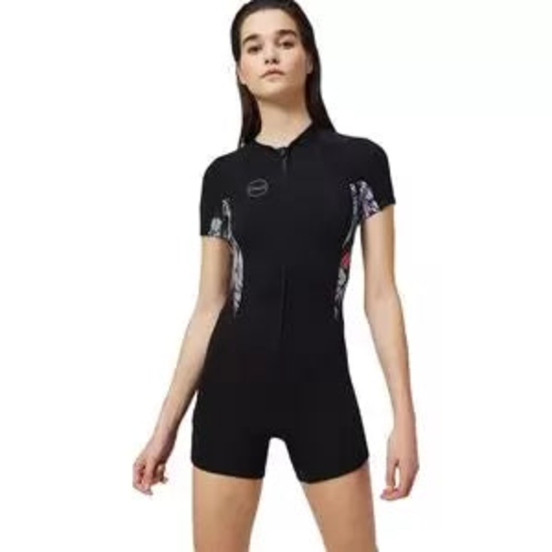 O'Neill Bahia 2/1mm Front Zip Short-Sleeve Springsuit 6 Glide Blackk/Mikahflor/Black