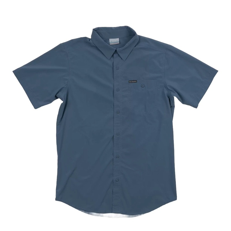 Columbia Short Sleeve Button Up - Men's S Light Blue