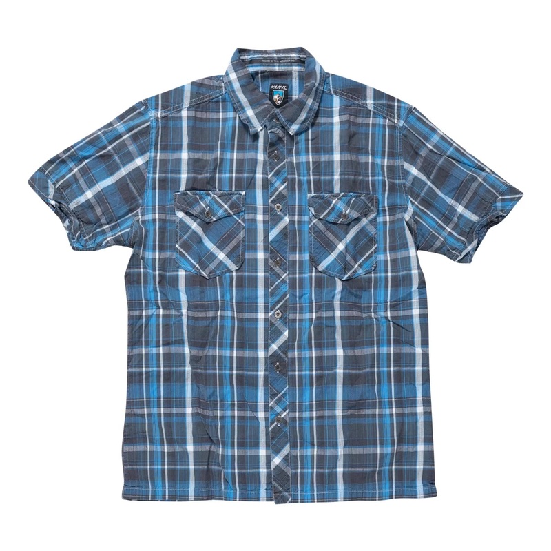 KUHL Suncel Short Sleeve Button Down - Men's M Blue Plaid