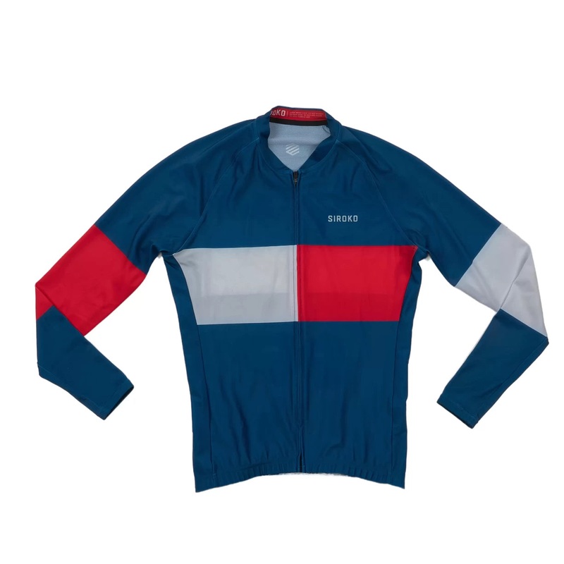 Siroko Long-Sleeve Cycling Jersey - Men's L Red/Blue