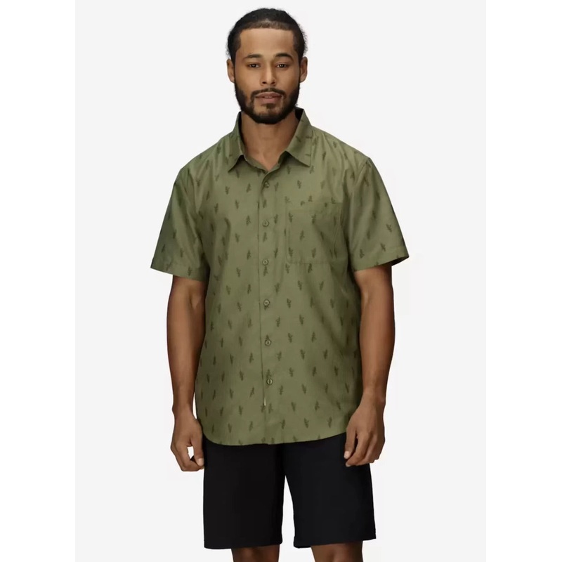 Marmot AirExchange Perforated Short-Sleeve Pattern Shirt M Olive