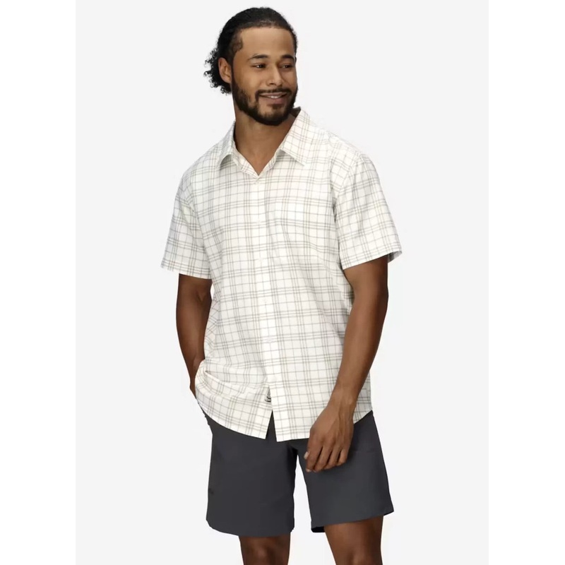 Marmot AirExchange Perforated Short-Sleeve Pattern Shirt M Pearl White