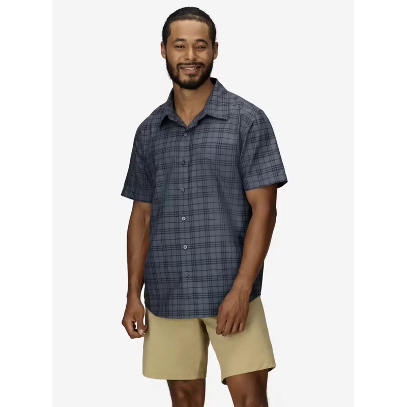 Marmot AirExchange Perforated Short-Sleeve Pattern Shirt M Thunder Blue