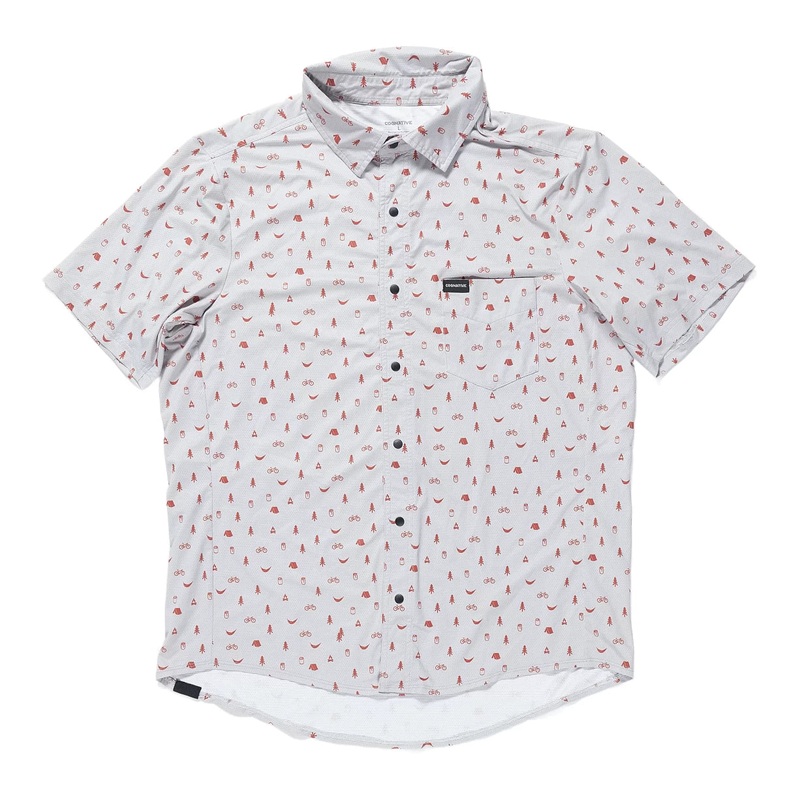 Cognative Short Sleeve Catalyst Mountain Bike Button-Down Shirt L Grey