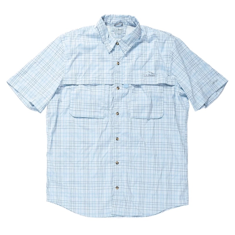 L.L.Bean Tropicwear Short Sleeve Shirt - Men's L/Tall Blue