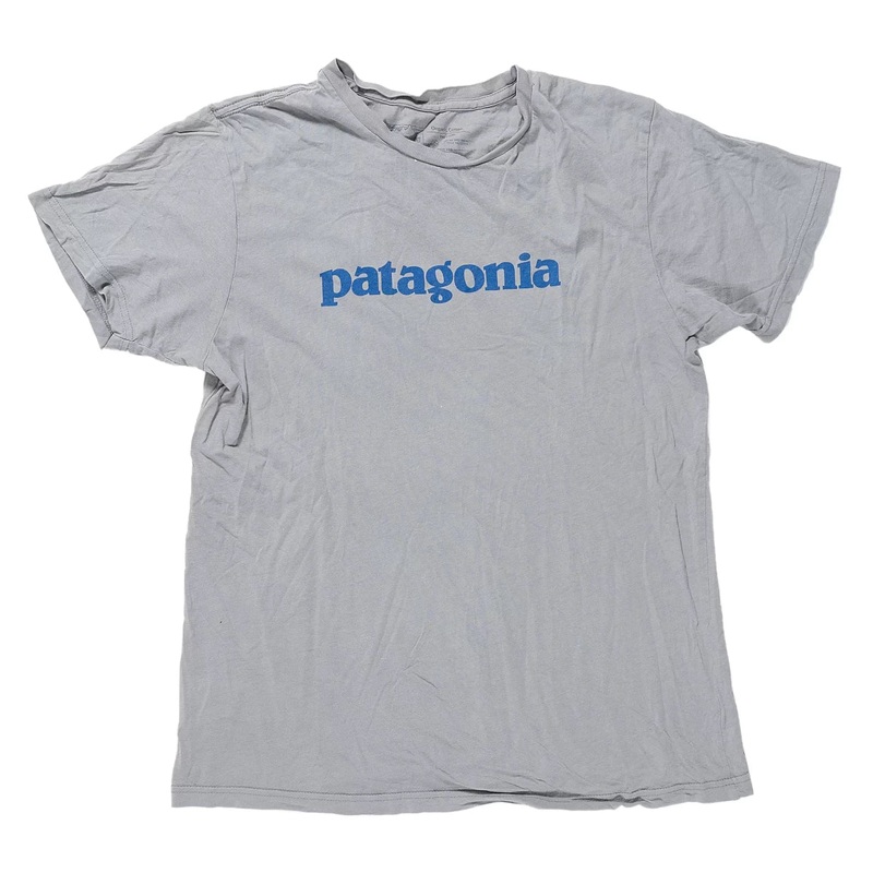 Patagonia Text Logo Organic T-Shirt M Grey