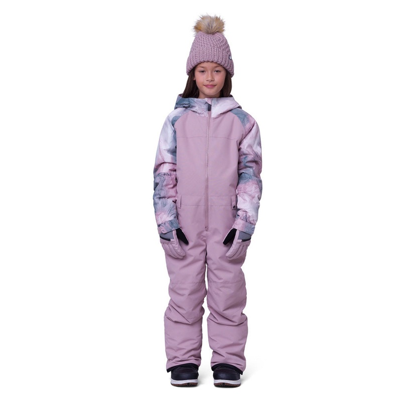 686 Shine Insulated Girls One-Piece 2024 Dusty Mauve Colorblock L