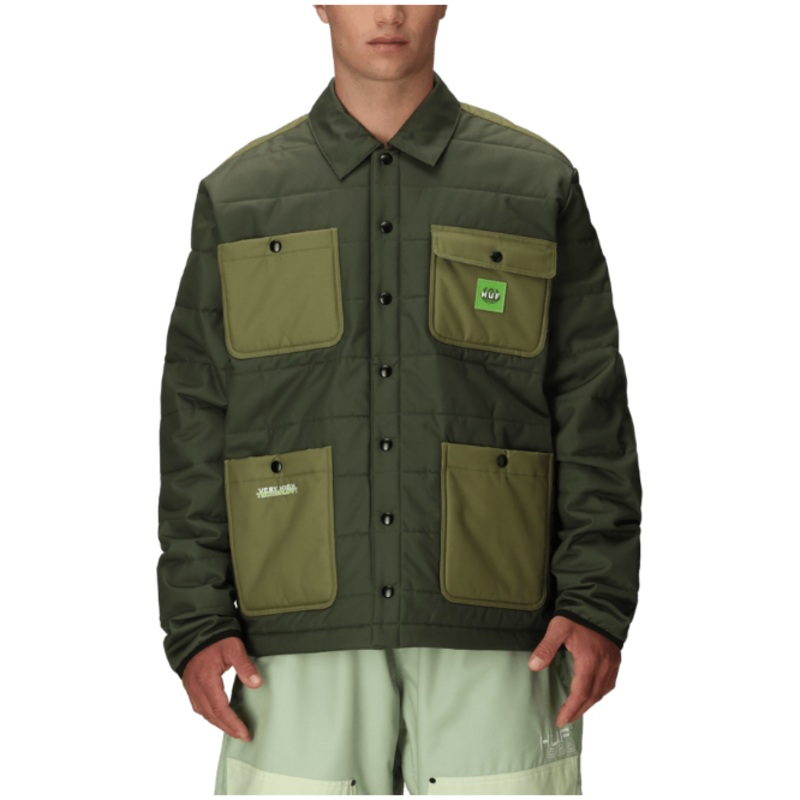 686 M Huf Puffer Jacket HUF DK GREEN COLORBLOCK L