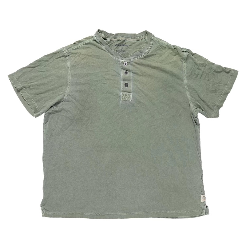 Eddie Bauer Short Sleeve Henley - Men's L Green