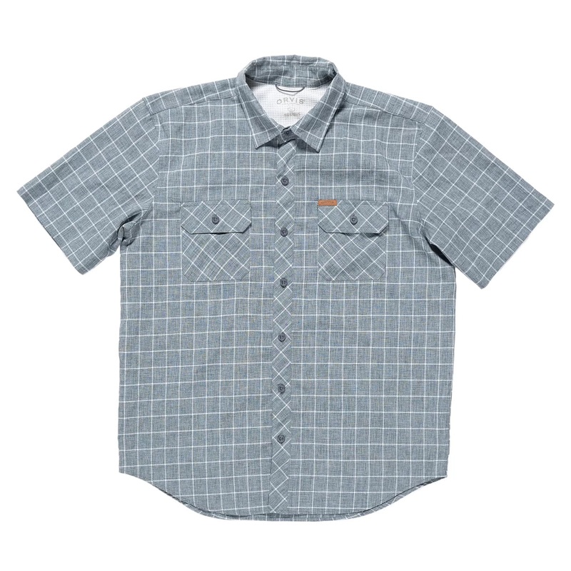 Orvis Short Sleeve Performance Button Up - Men's L Gray Check