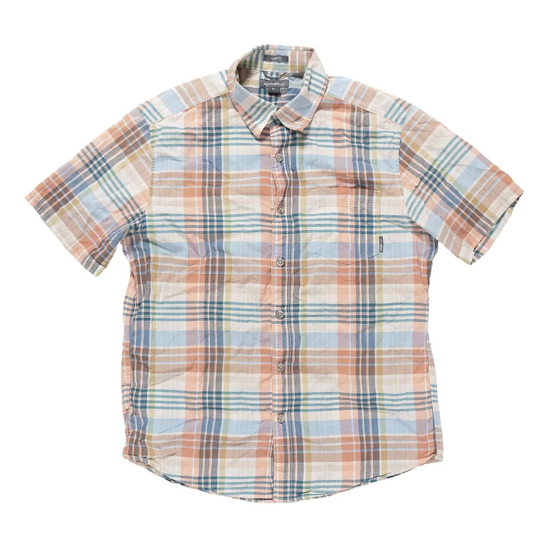 Eddie Bauer Print Short Sleeve Button Down Shirt - Men's M Plaid