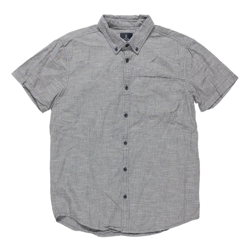 PrAna Short-Sleeve Button-Down Shirt - Men's M Gray