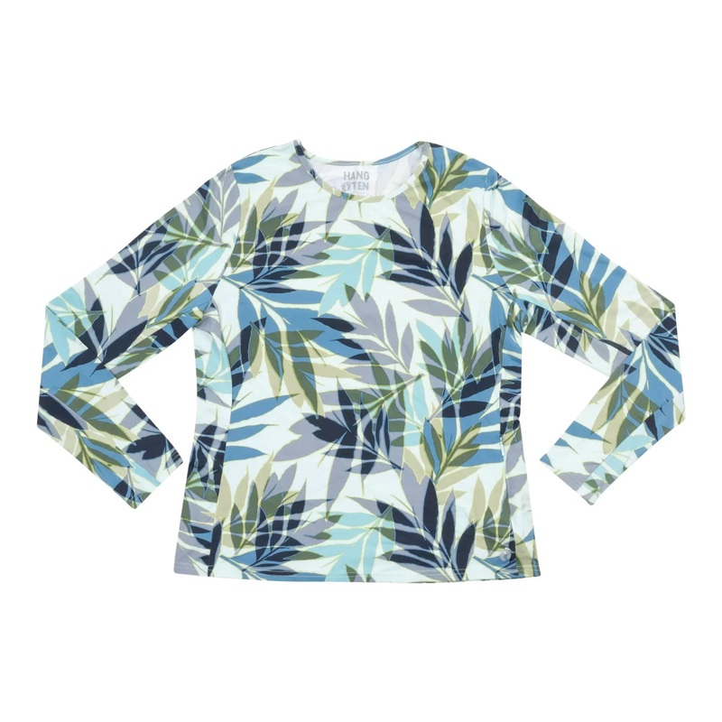 Hang Ten Long-Sleeve Sun Tee - Women's L Blue/Green