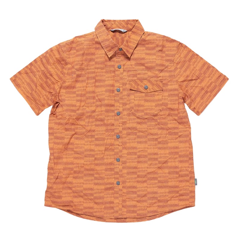 Stio Button Up SS Shirt - Men's L Orange