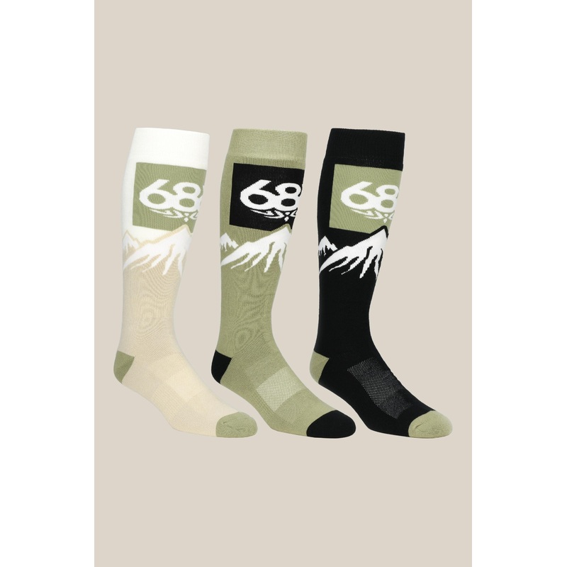 686 Mens Snow Caps Sock (3-Pack) Multicolor S/M